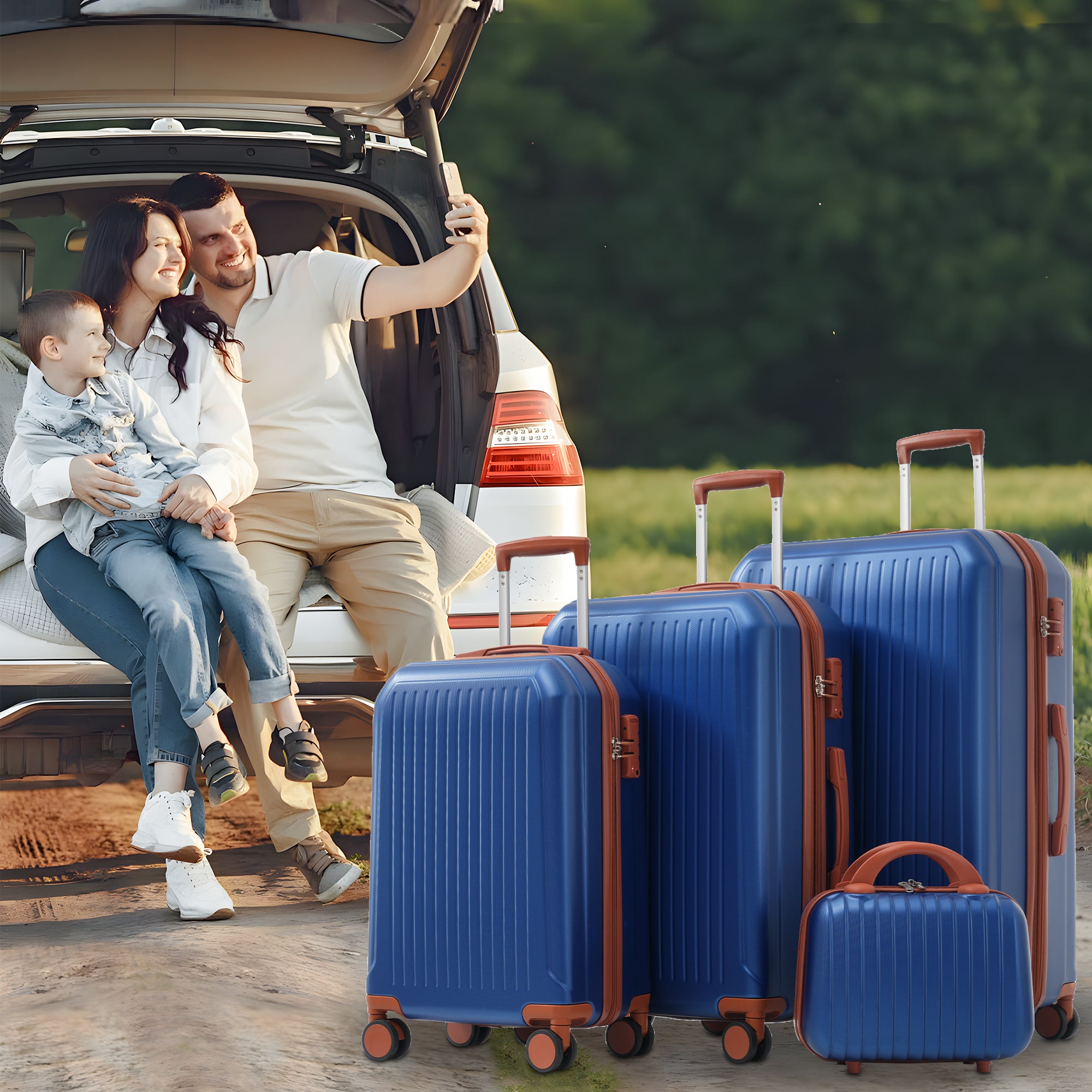 S&M&L&XL Luggage Set 4-Piece 360° Double Wheels TSA Lock Hardshell