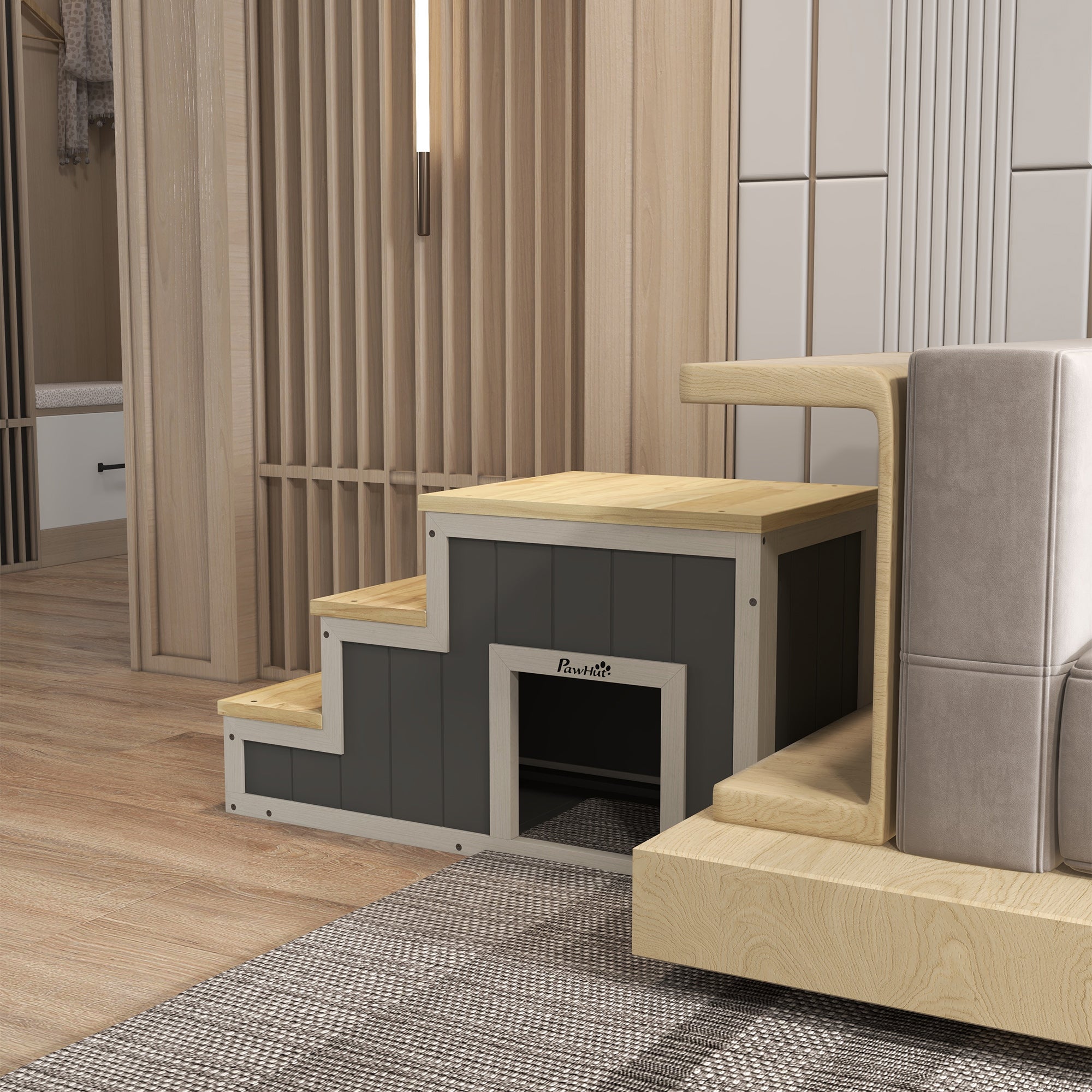 Pet Stairs 2-in-1 Cave 3 Steps Ramp, Wood