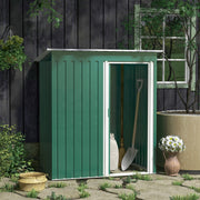 Garden Storage Shed with Sliding Door and Sloped Roof, Green