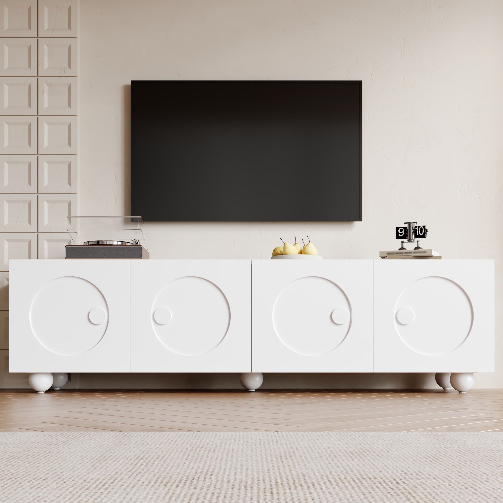 TV Cabinet Low Stand 180.5 x 38 x 50 cm, White