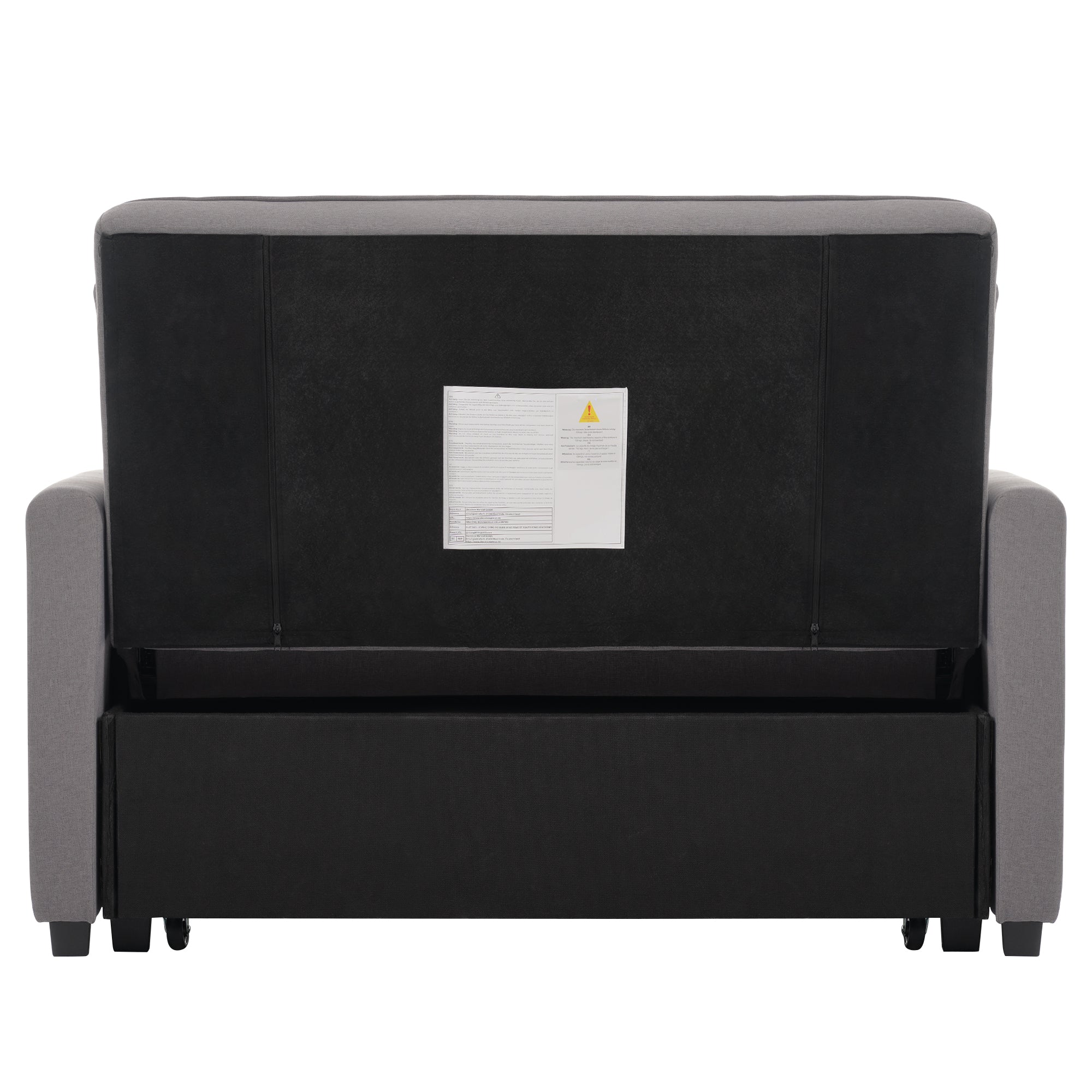 Multifunctional Folding Sofa Bed, Adjustable Backrest 180 x 127 cm, Dark Gray Linen Fabric