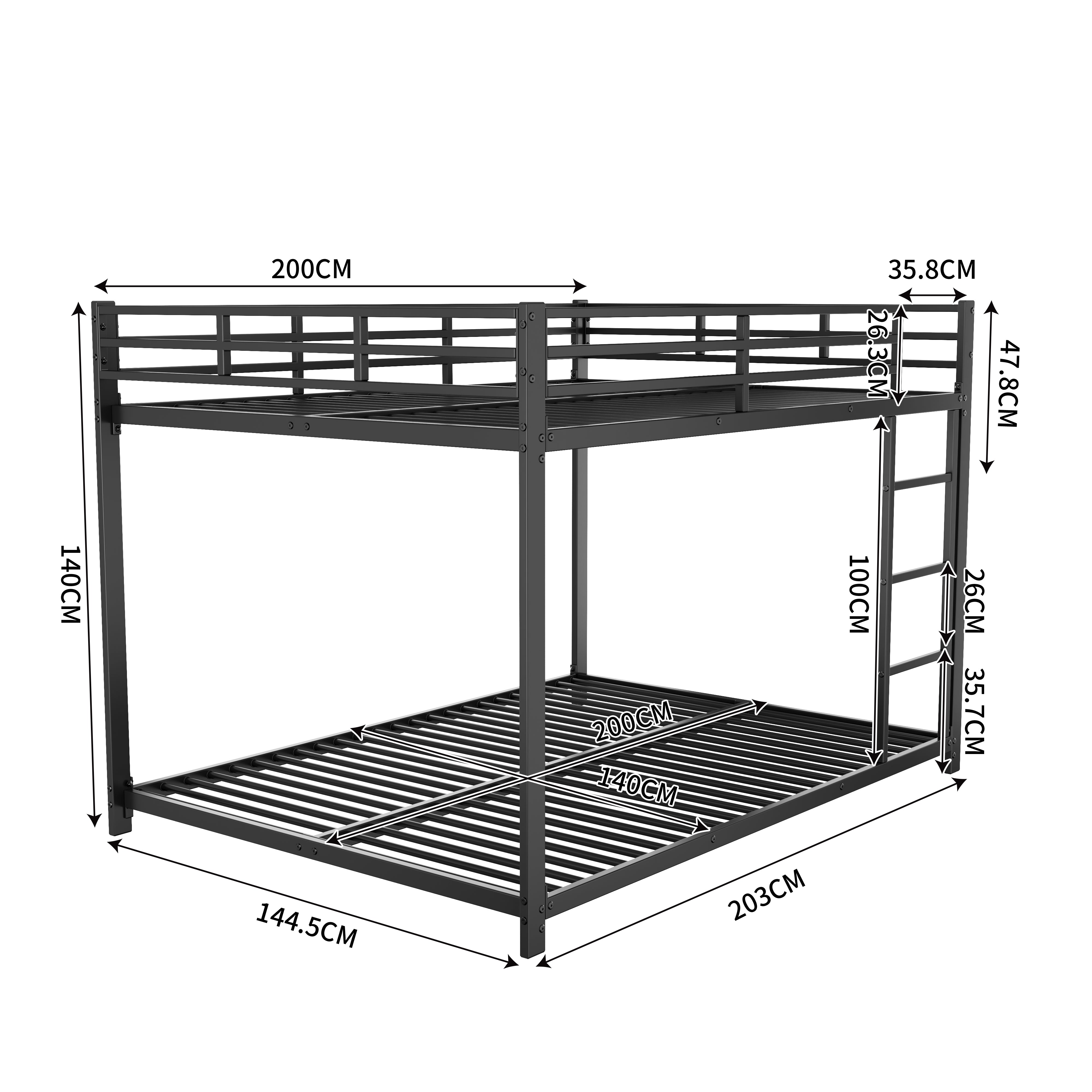 Children's Bunk Bed 140x200 Classic Style Iron Black