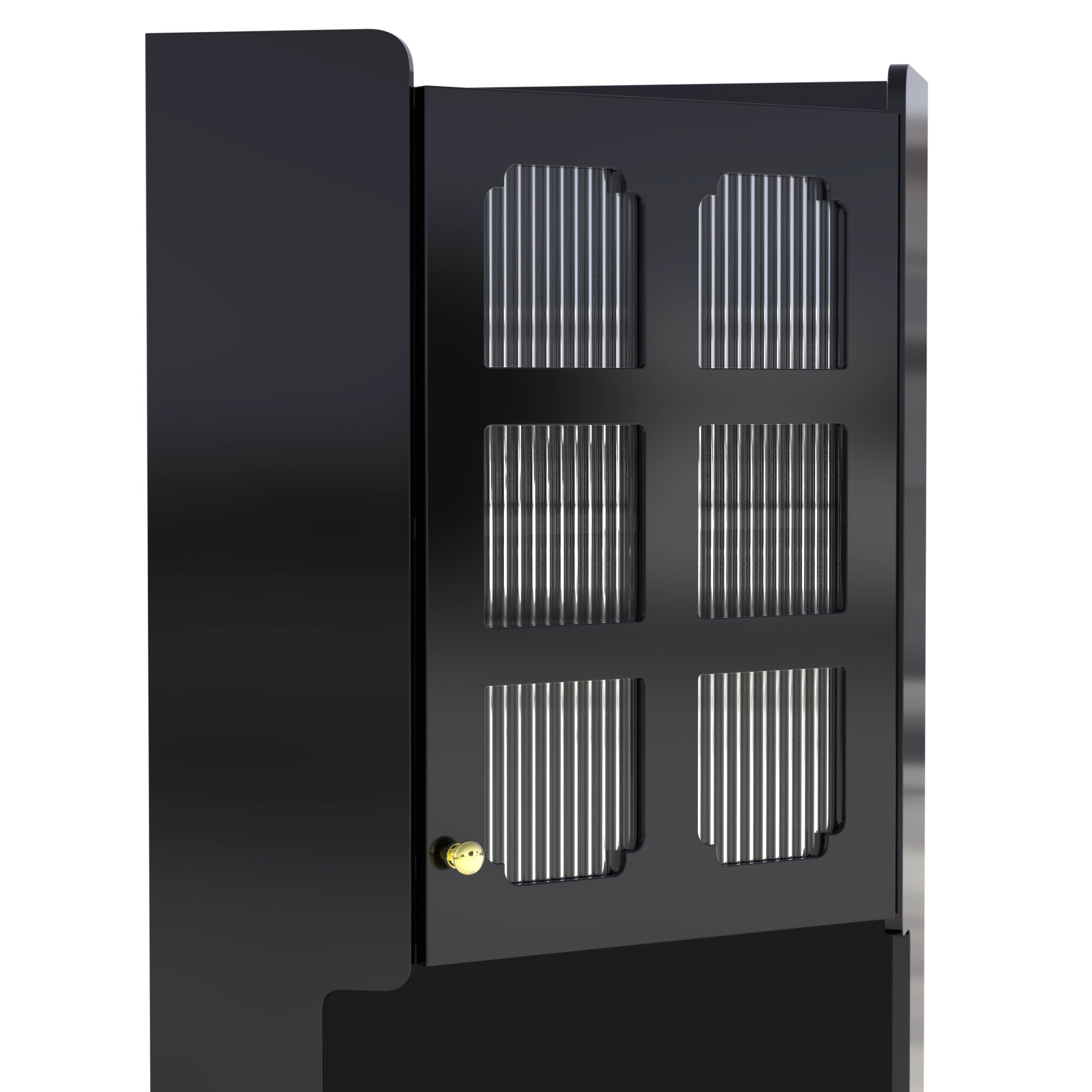 Corner Cabinet Multifunctional LED Storage - Black Lacquer Finish