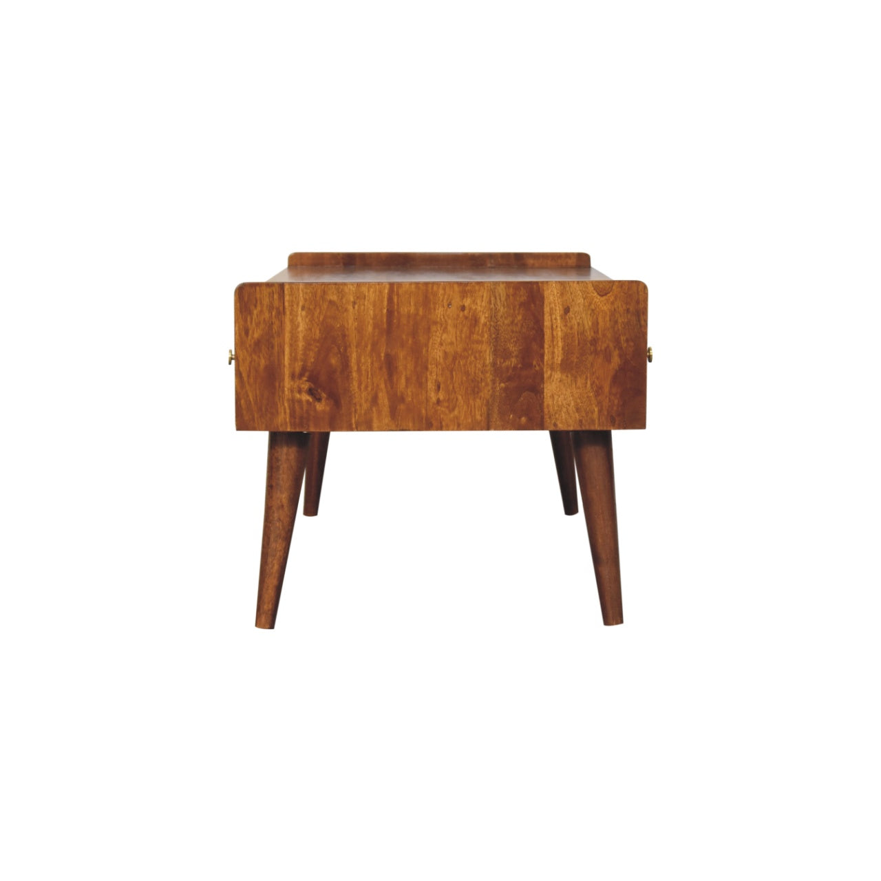 Media Unit, Elevated with 4 Drawers and Open Slot, Solid Wood Dark Brown