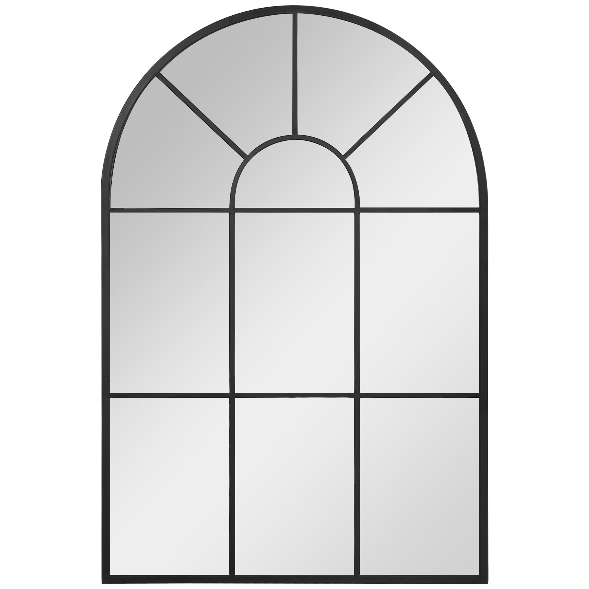 Arched Wall Mirror Modern, Window Style 91 x 60 cm, Black