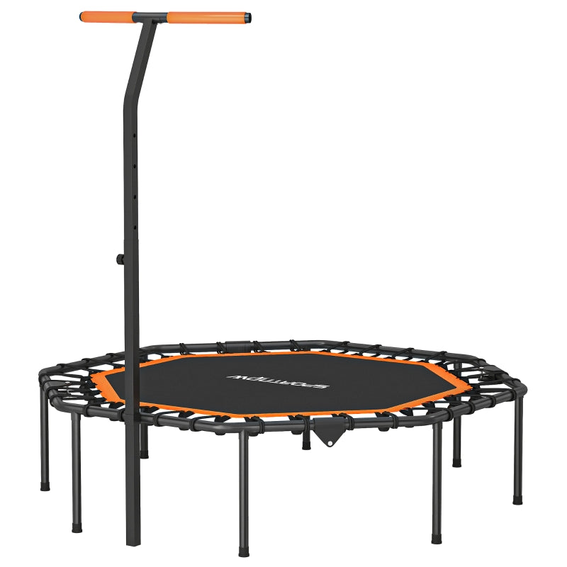 Fitness Trampoline with Adjustable Handlebar, Stable & Quiet Indoor Use, Steel/Orange