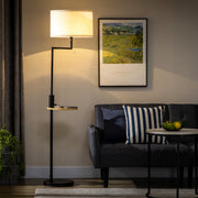 Floor lamp with shelf 40W USB port steel cream