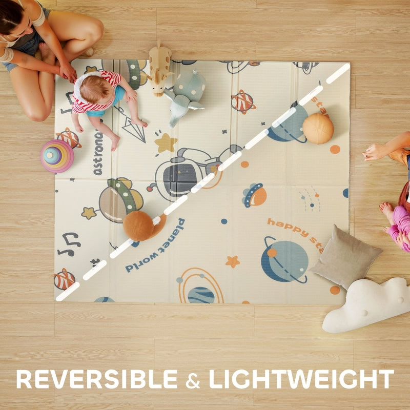 Space-Themed Baby Play Mat Double Sided Foldable Water-Resistant Multicolor