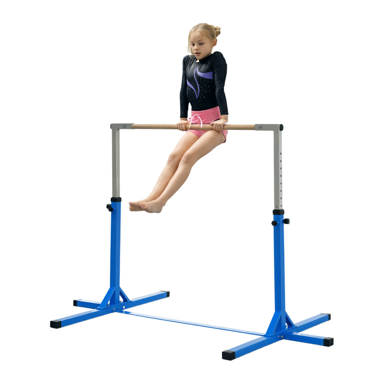 Gymnastics Horizontal Bar, Height Adjustable, Kids Junior Kip, Blue