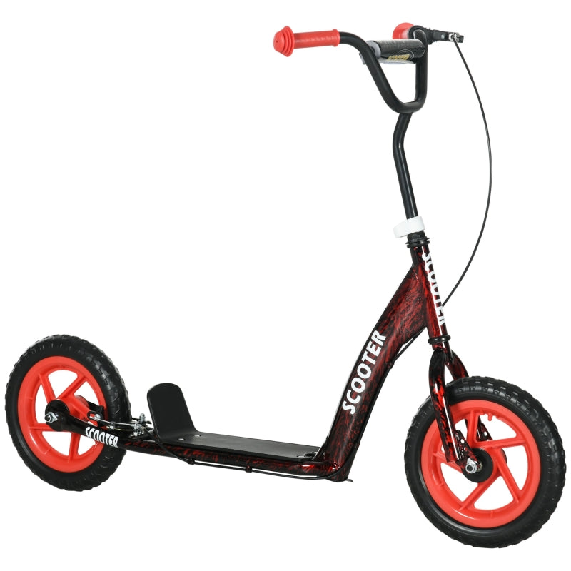 Children's Kick Scooter with Height-Adjustable Handlebar, Brake and Kickstand, Red