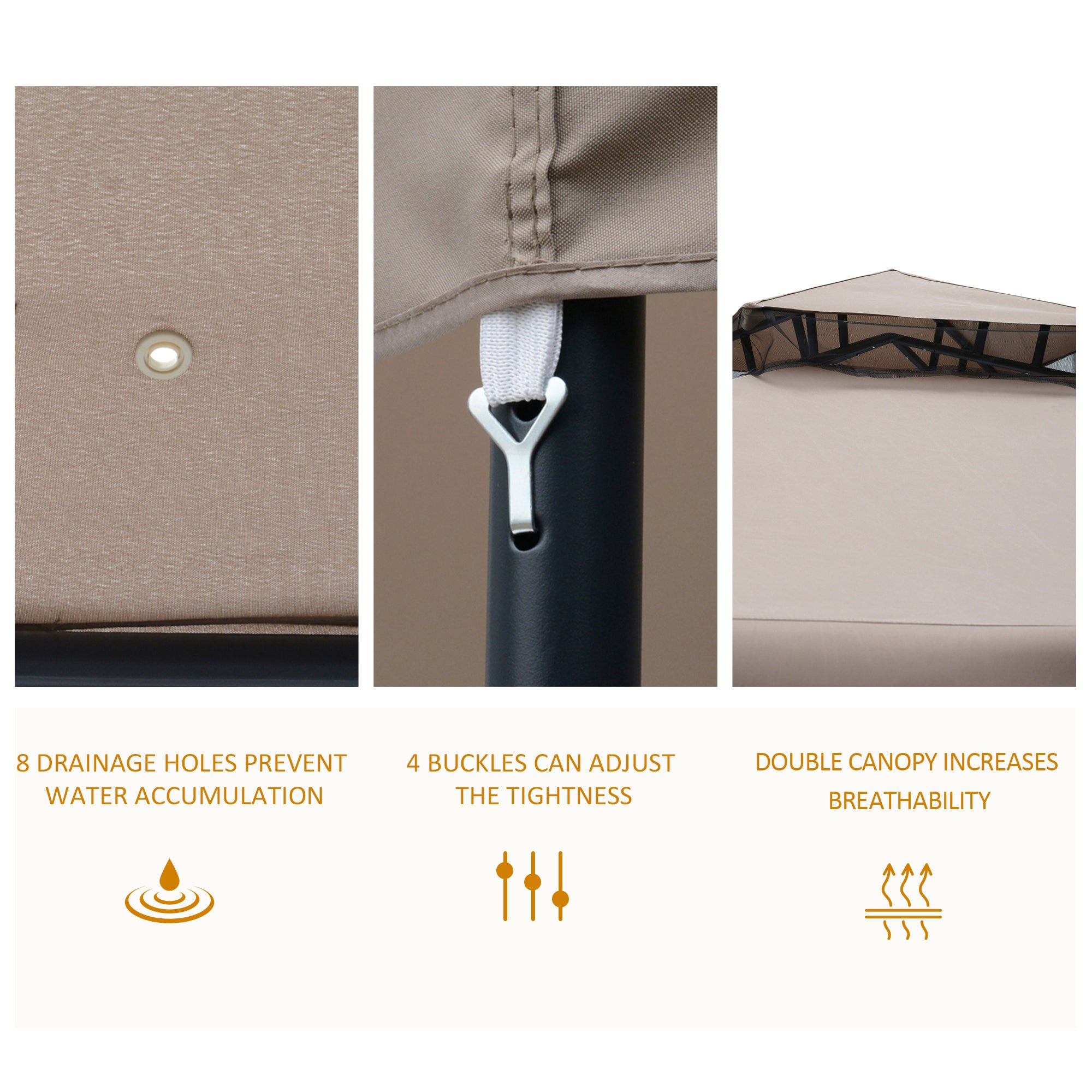 Outdoor Gazebo 2-tier Roof with Netting, Taupe