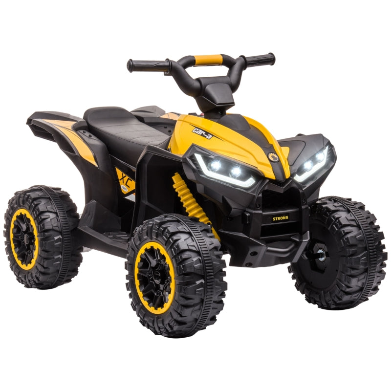 12V Ride-On Quad Bike with Music, Horn, for Ages 3+ Years - Yellow