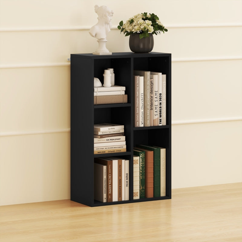 Bookshelf 2-Tier 5 Compartments Black