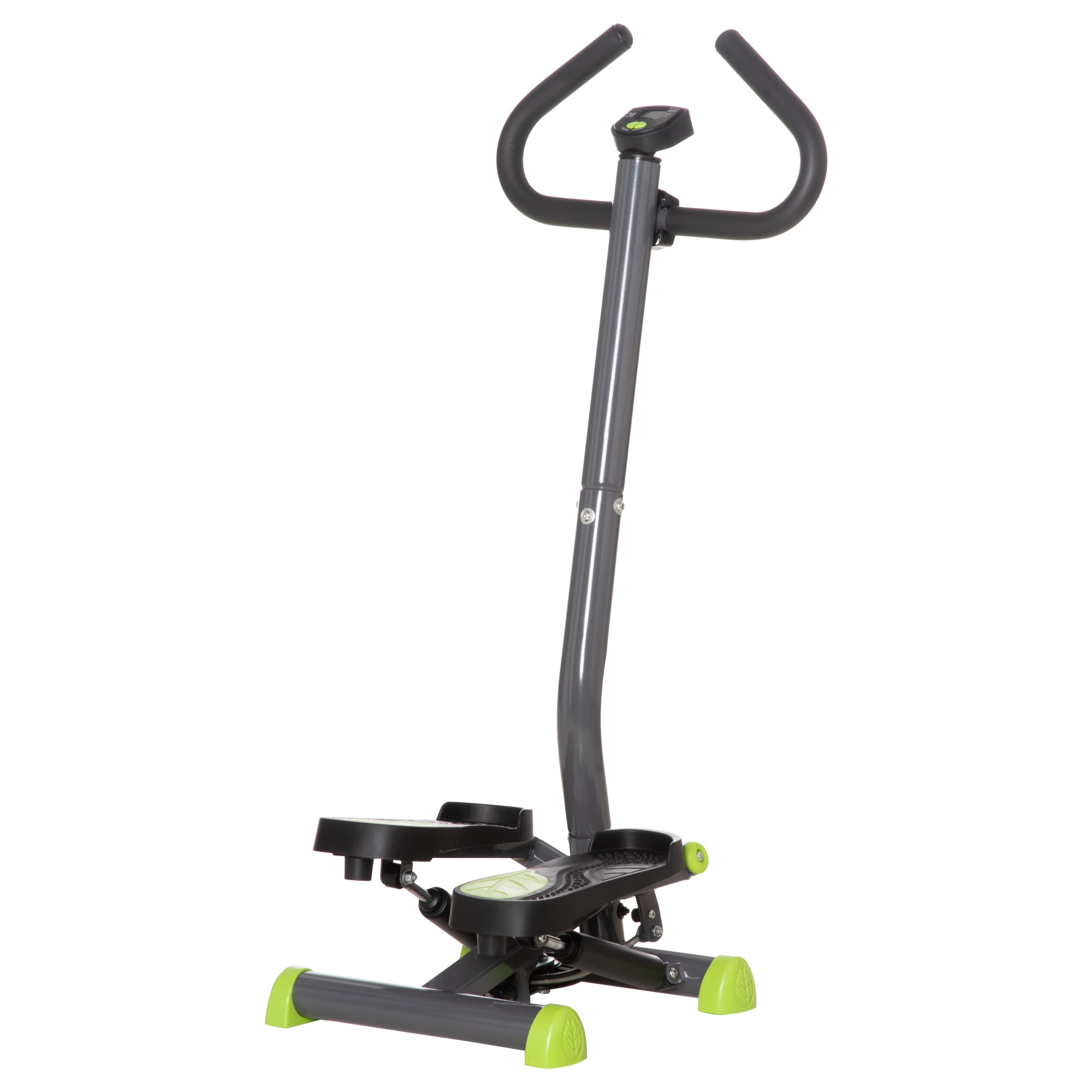 Home Trainer Stepper Fitness Swing Stepper LCD Display Handles 100kg Steel ABS Gray Green