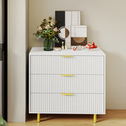 Chest of Drawers Sideboard 3 Drawers Modern Design - White and Gold