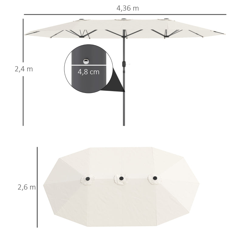 Double Parasol, 436 x 260 cm, UV Protection, Steel, Beige