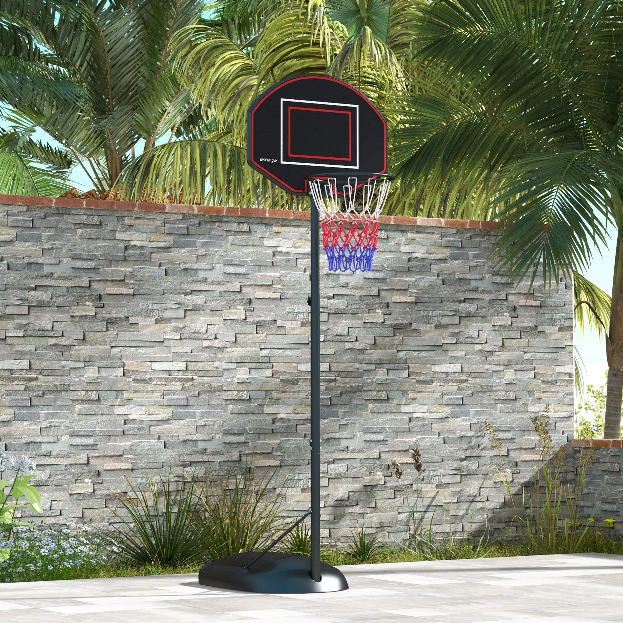 Basketball Hoop, Adjustable Height, Shatter-Proof, Steel Black