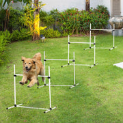 Dog Agility Training Equipment 4 Pieces, Adjustable Height Jumps Hurdle with Carrying Bag, White