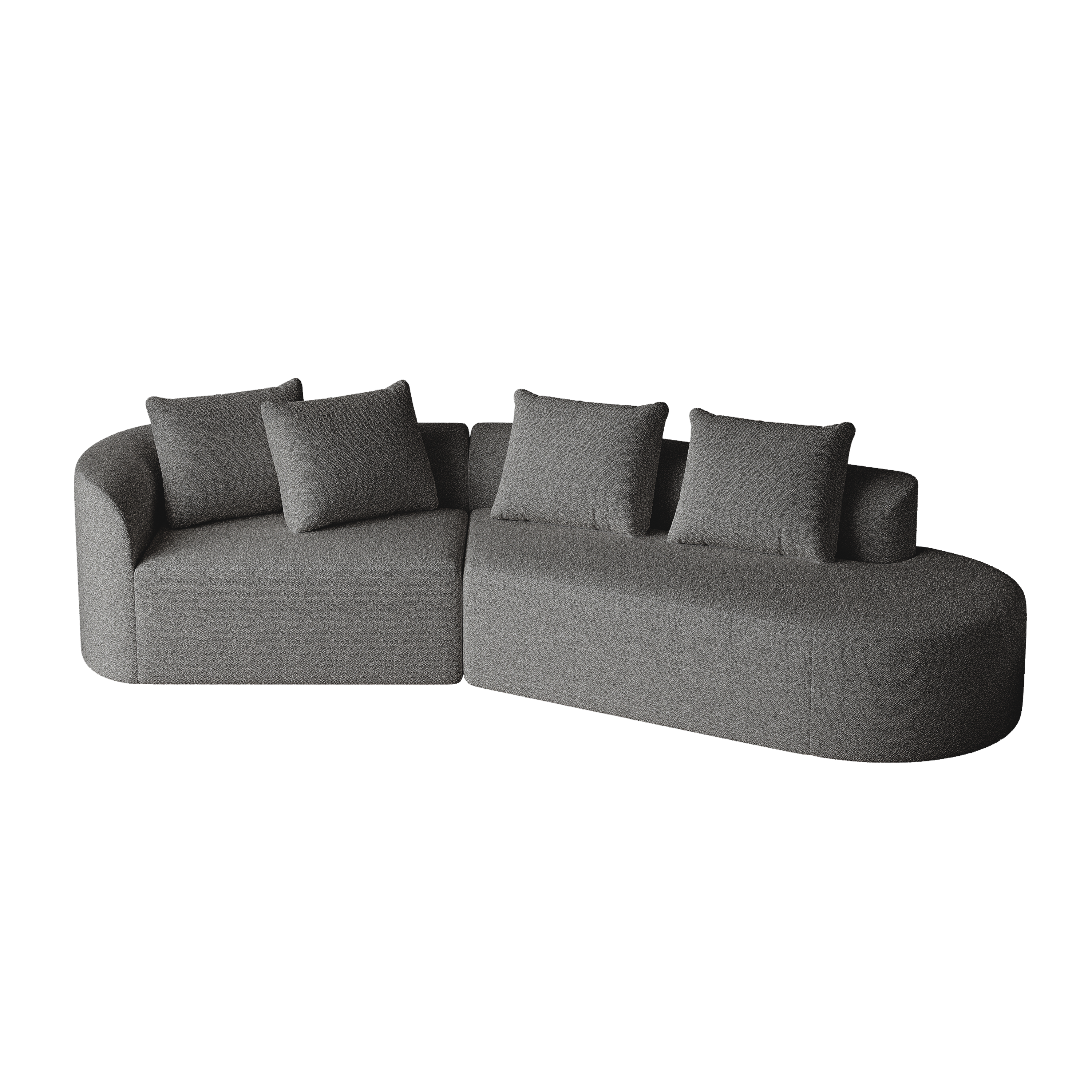 Chenille Sofa, Modern Oversized 4-Seater Corner with Deep Seat & Pillows, Cloud Couch
