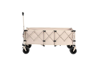 Foldable Extended Wagon, 220lbs Capacity, 300L Utility Cart, All-Terrain Wheels, Drink Holders, Beige