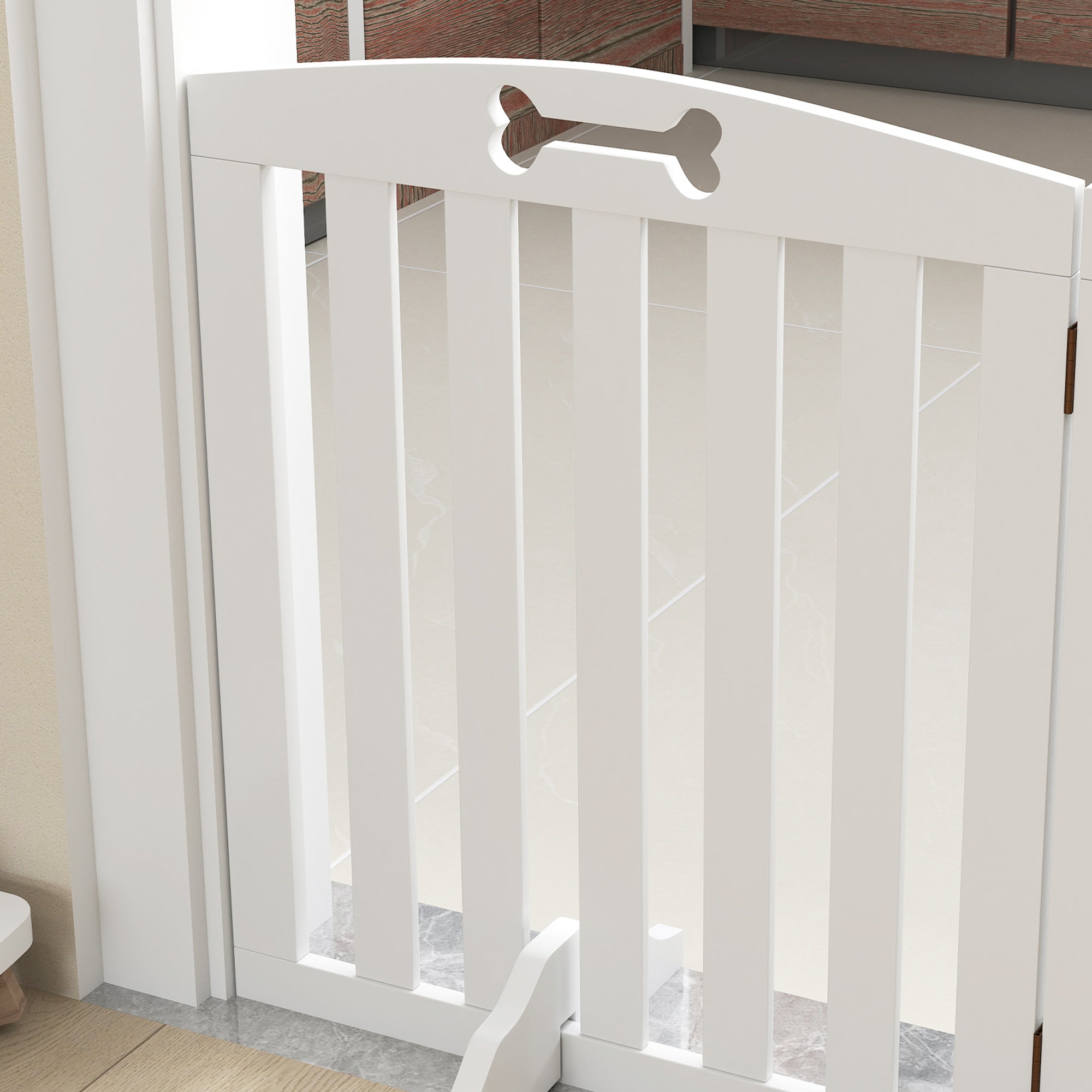 Dog Gate 3-Piece Set Foldable Freestanding 155x61cm, White