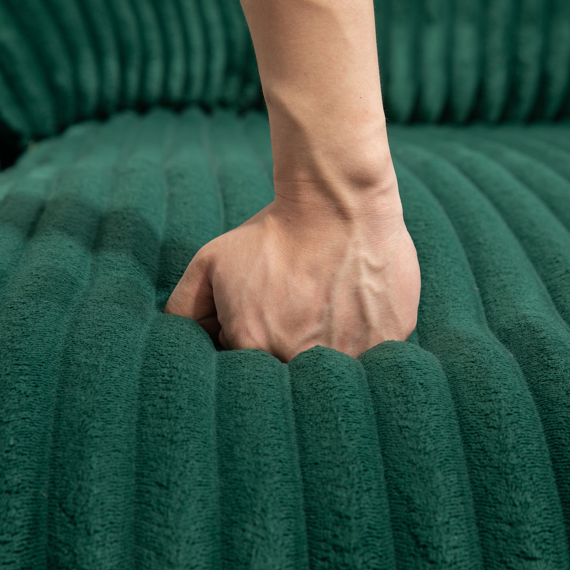 Sofa Bed, Cloud Couch with 3 Soft Pillows, Single Seat, Corduroy Emerald