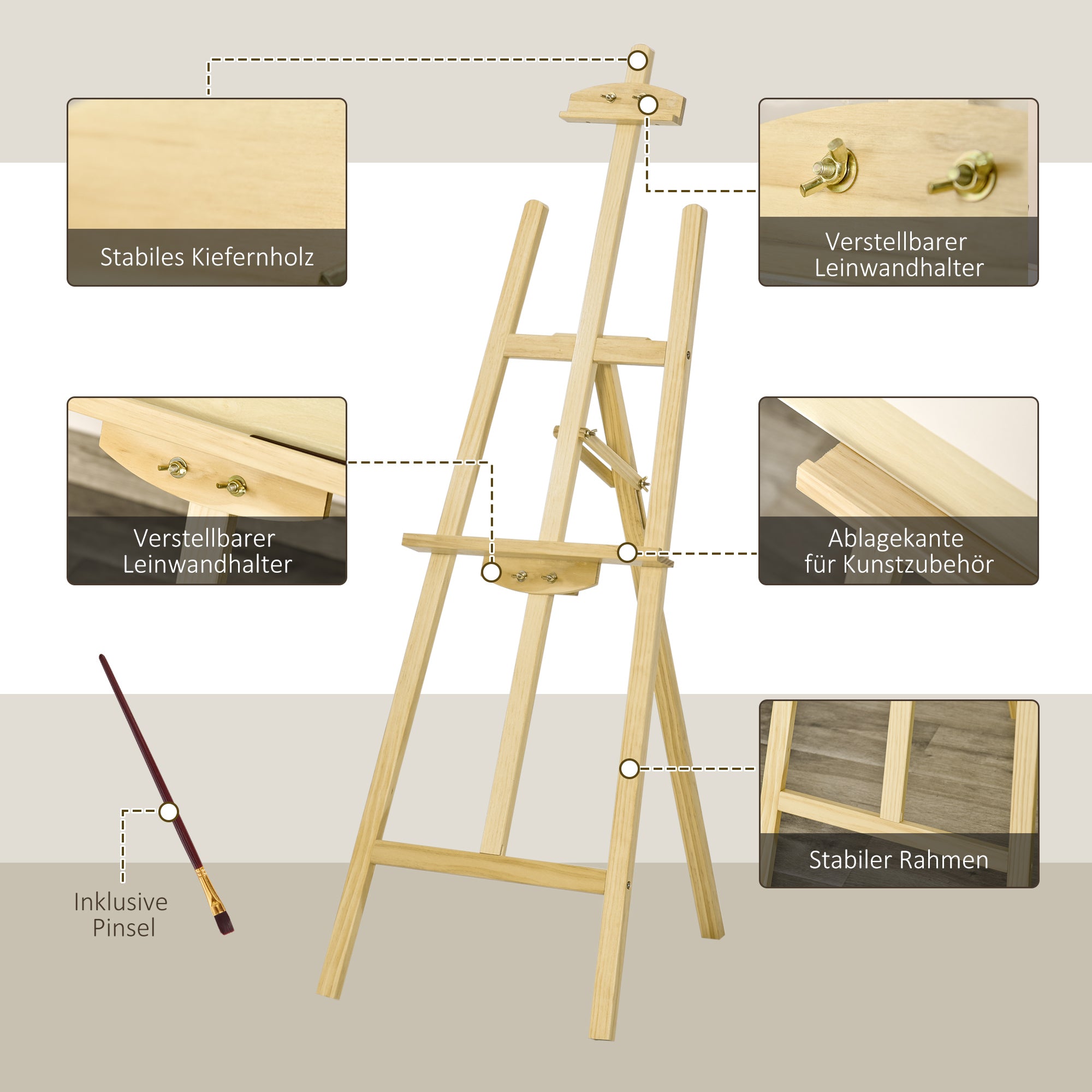 Easel, Studio Adjustable 90°, Pinewood