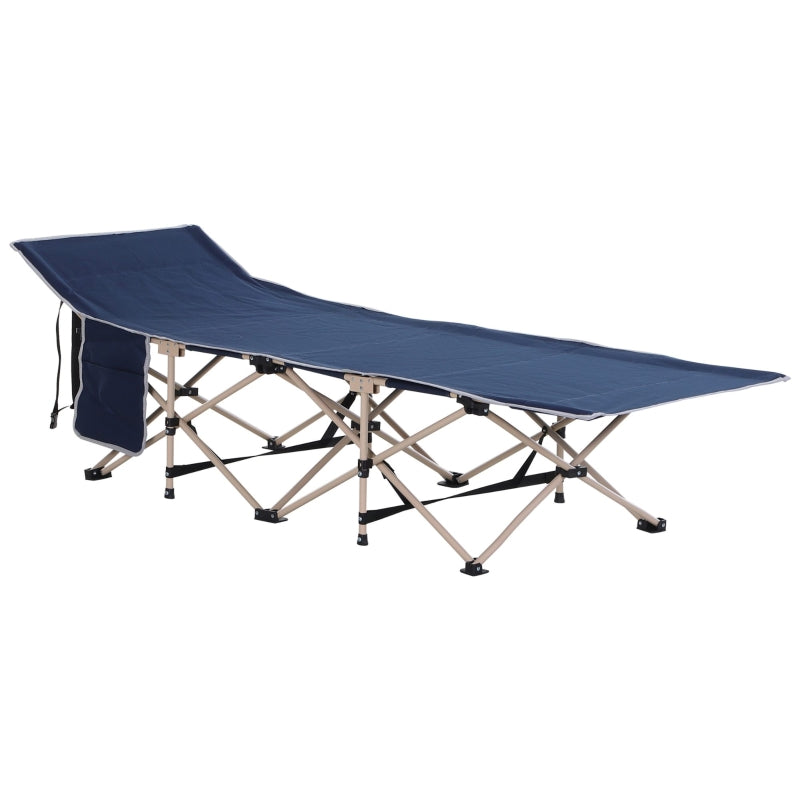 Single Camping Cot Folding Portable Sleeping Bed with Carry Bag - Blue