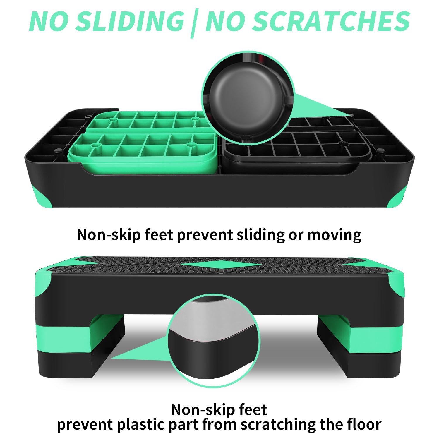 Aerobic Exercise Stepper Adjustable Height 3-Level 27" Platform - Green