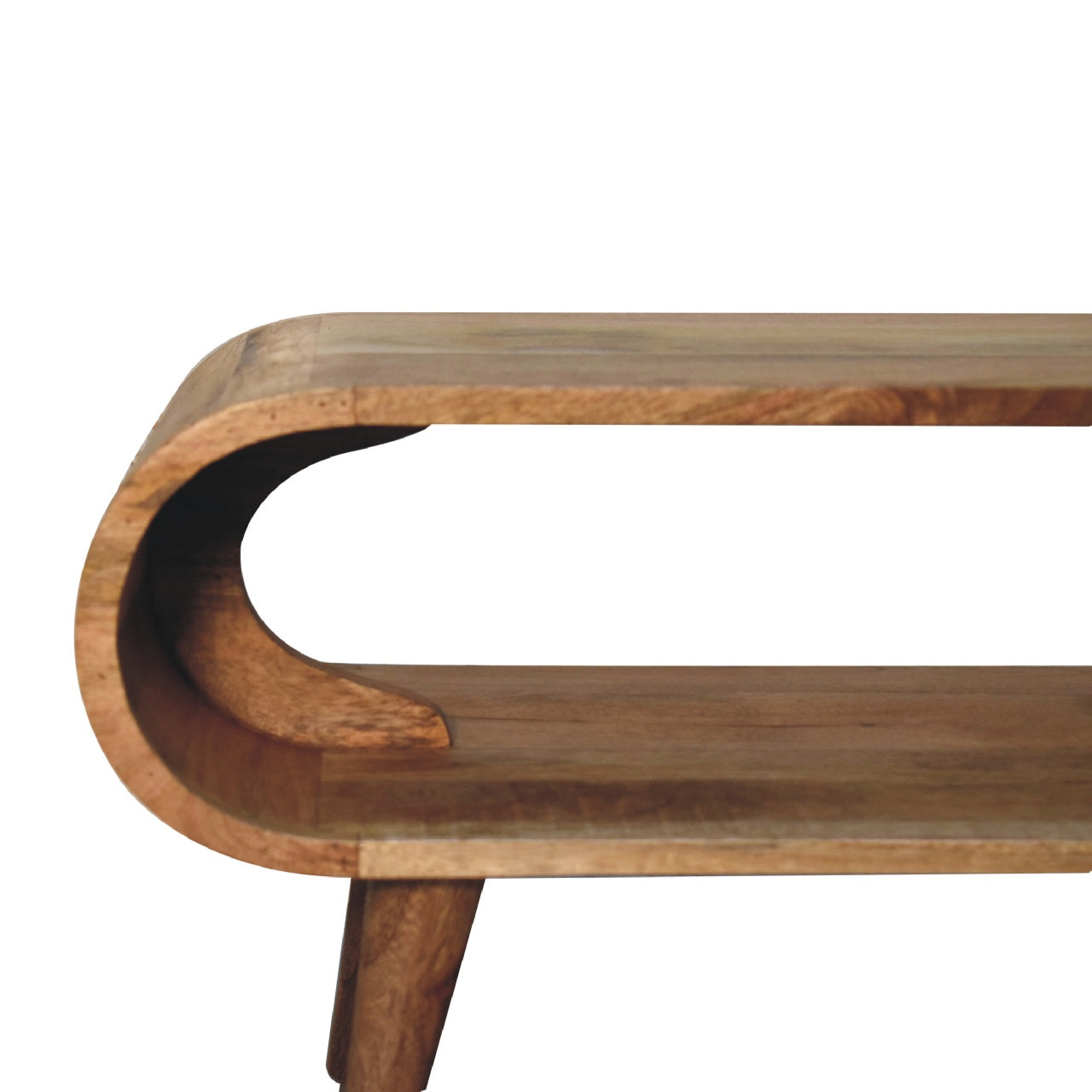 Amaya Coffee Table with Open Slot Storage, Solid Wood Brown