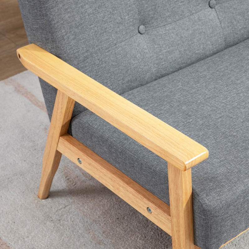 Three-Seater Upholstered Sofa, Rubberwood, Grey