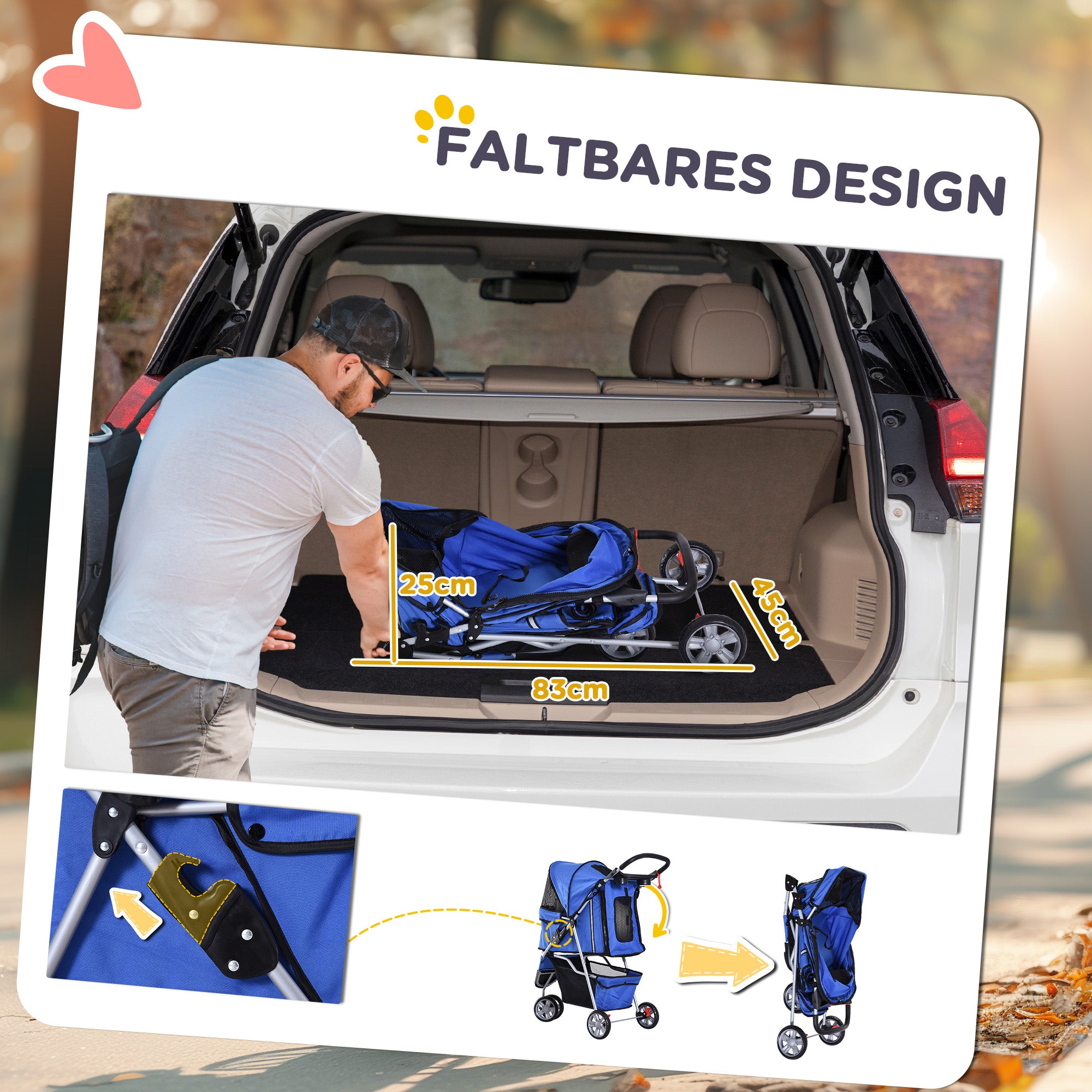 Dog Stroller, Foldable Lightweight, Blue