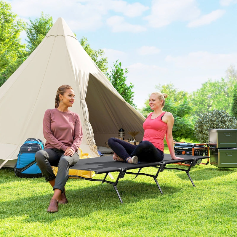 Folding Camp Bed with Carrying Bag, 200x100x36 cm, 120 kg Capacity, Black