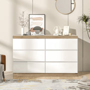 Chest of Drawers with 6 Drawers Lockable Storage for Bedroom & Living Room White/Oak E1 Chipboard