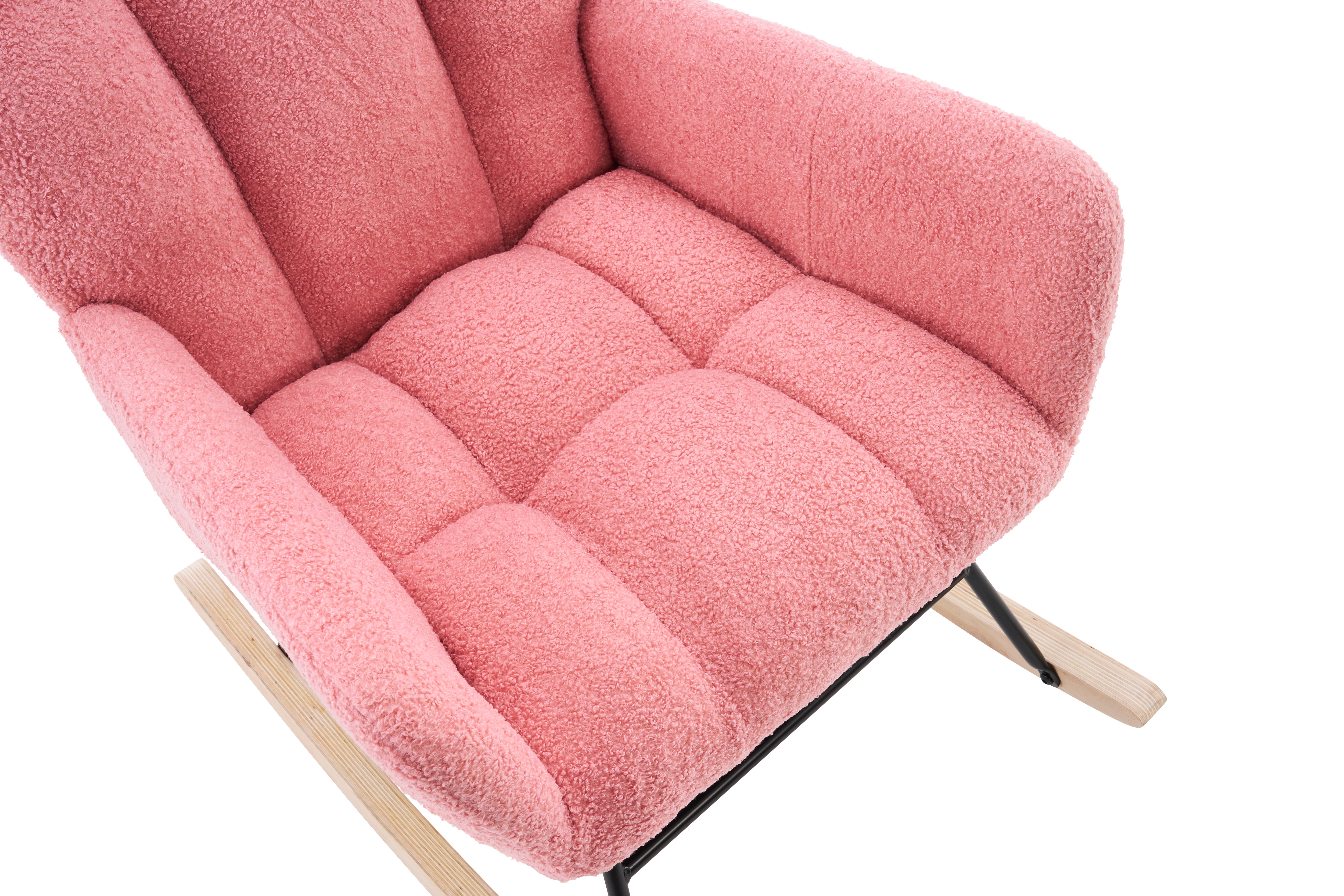 Rocking Chair, Modern High Backrest Comfortable, Pink