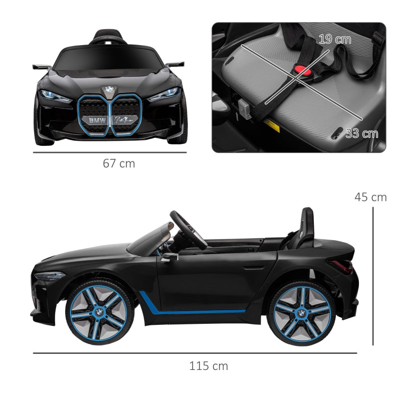 BMW i4 Licensed 12V Electric Ride-On Car, Remote Control, Black