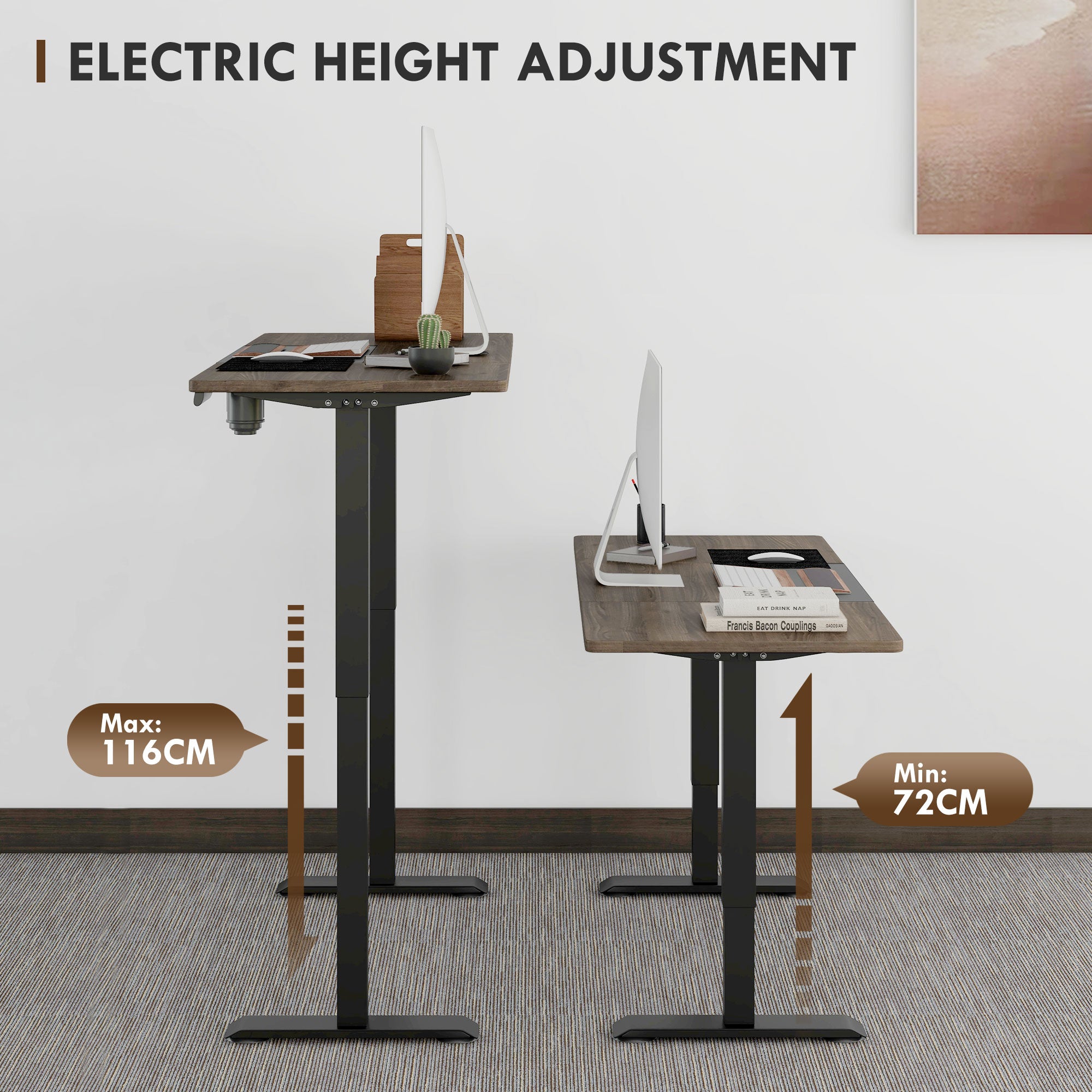 Adjustable Electric Standing Desk with LED Display - Black