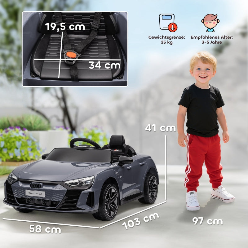 Children's Electric Car 12V with Remote Control, 2 Motors, 4 Suspended Wheels, Gray