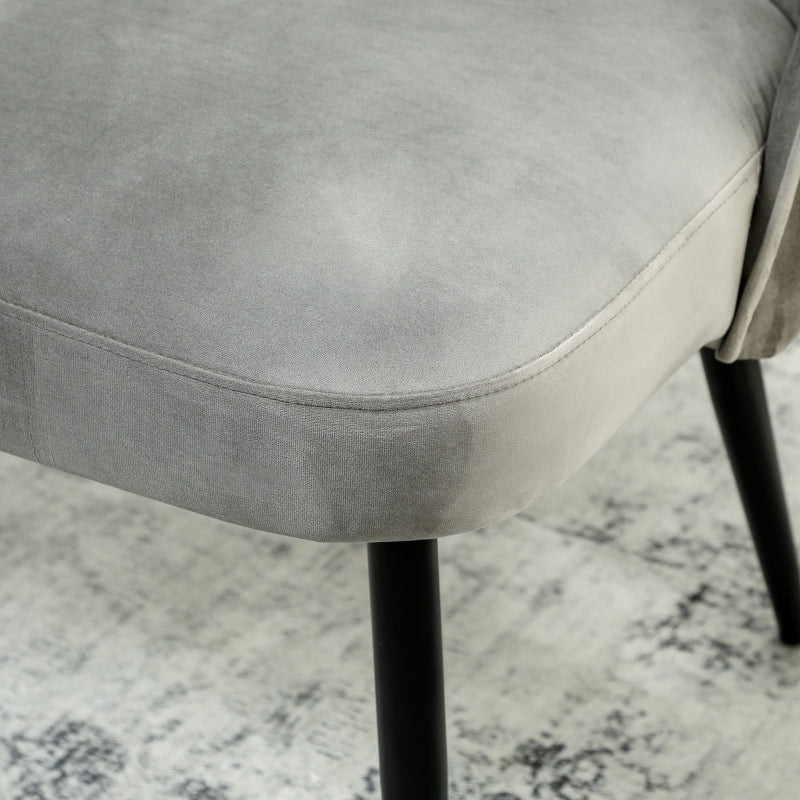 2-Seater Sofa Upholstered with Metal and Wood Frame, Velvety Fabric, Grey