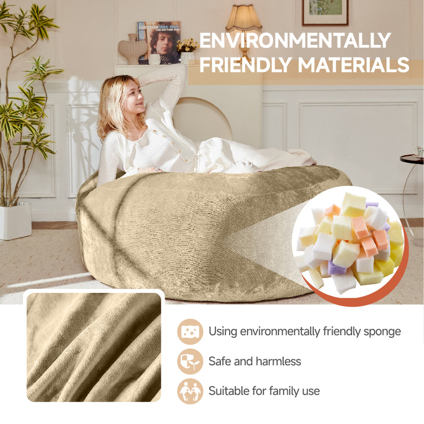 Medium 4-Foot Bean Bag Sofa Chair Reading Lounger for Adults, Flannelette