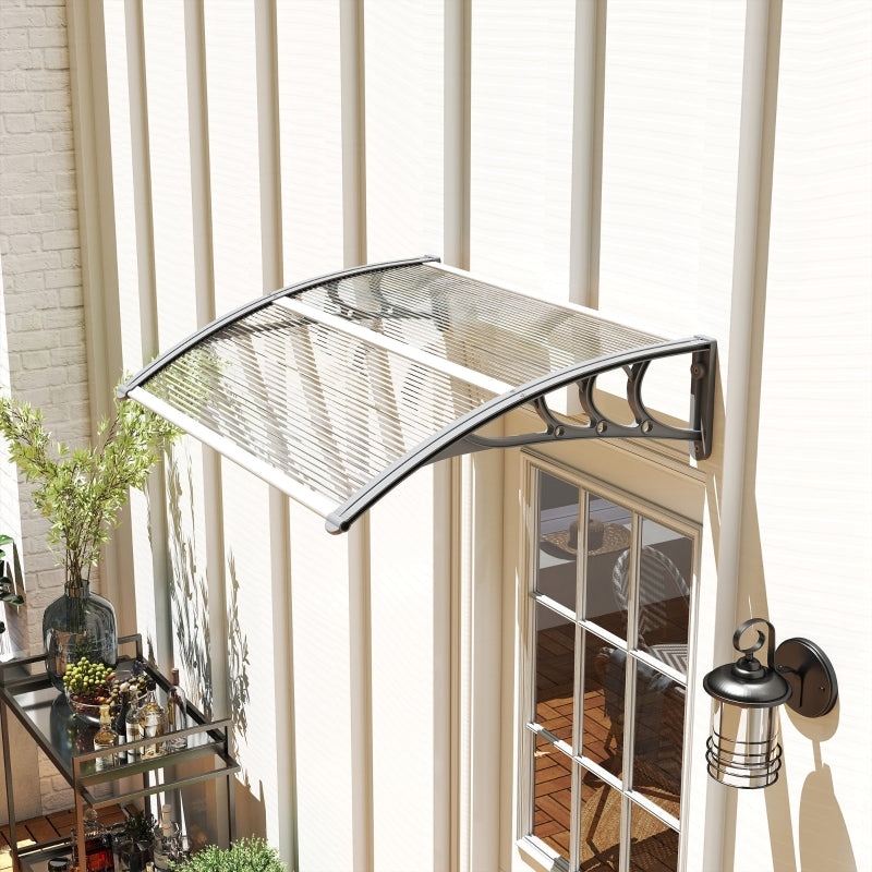 Front Door Canopy Outdoor Awning 100x75cm UV Rain Shelter Polycarbonate Clear