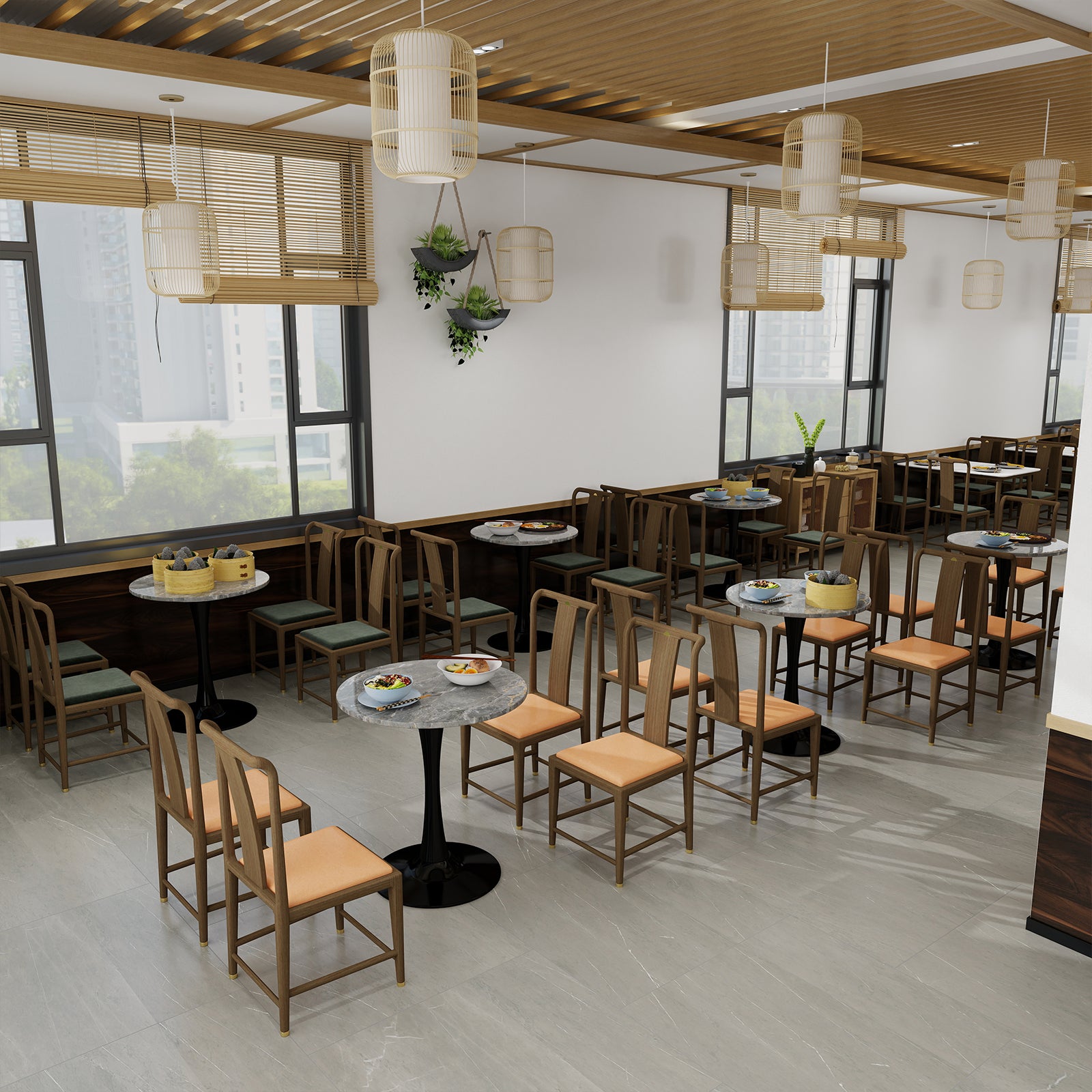 Coffee Table Mid-Century Modern 27.6" Round Marble - Black