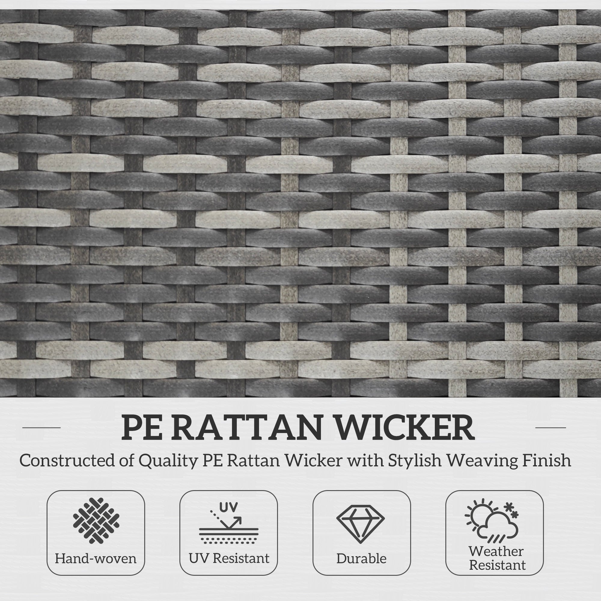 Rattan Sun Lounger Folding Outdoor Chair with Cushion, Mixed Grey