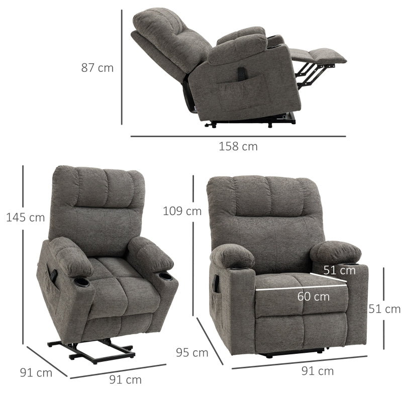 Electric Riser and Recliner Chair Power Lift with Remote Control, Grey