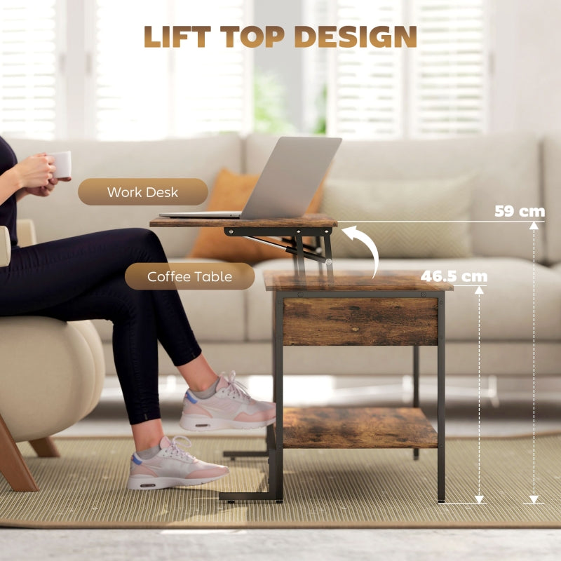 Lift-Top Coffee Table with Storage - Rustic Brown