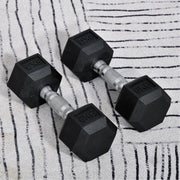 Hexagon Dumbbells, 2x6 KG, Cast Iron, Black