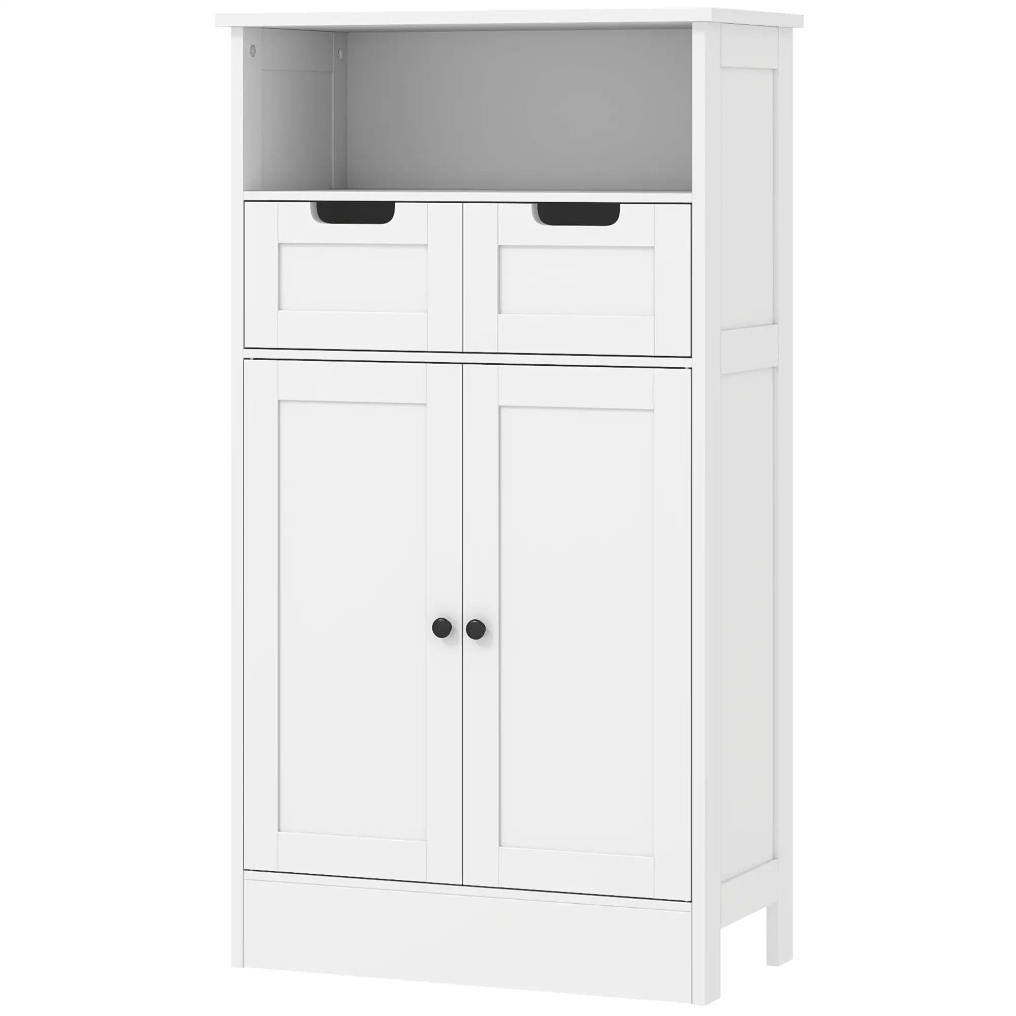 Bathroom Cabinet Storage Adjustable Shelf 2 Drawers Door 60x30x108.8cm White