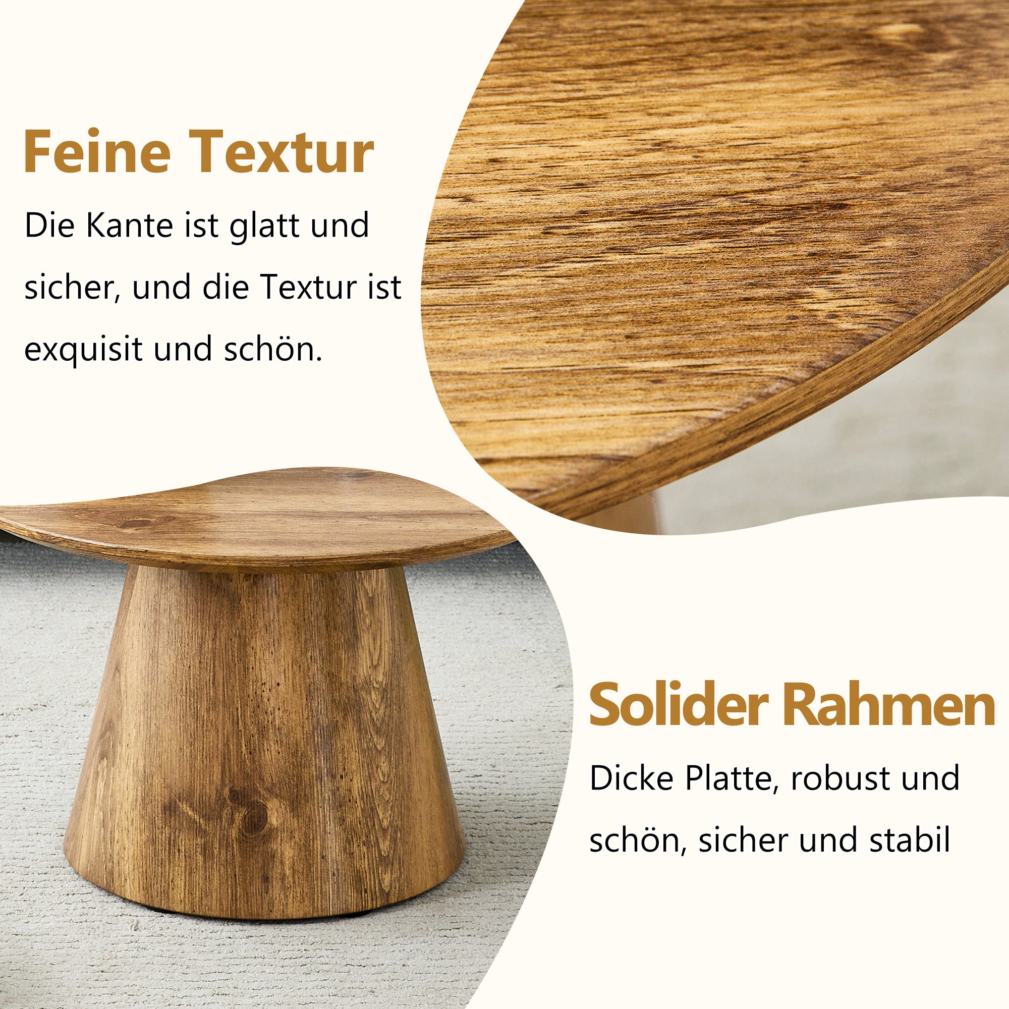 Round Coffee Table 60cm Diameter Side Table - Natural Wood Look (MDF)