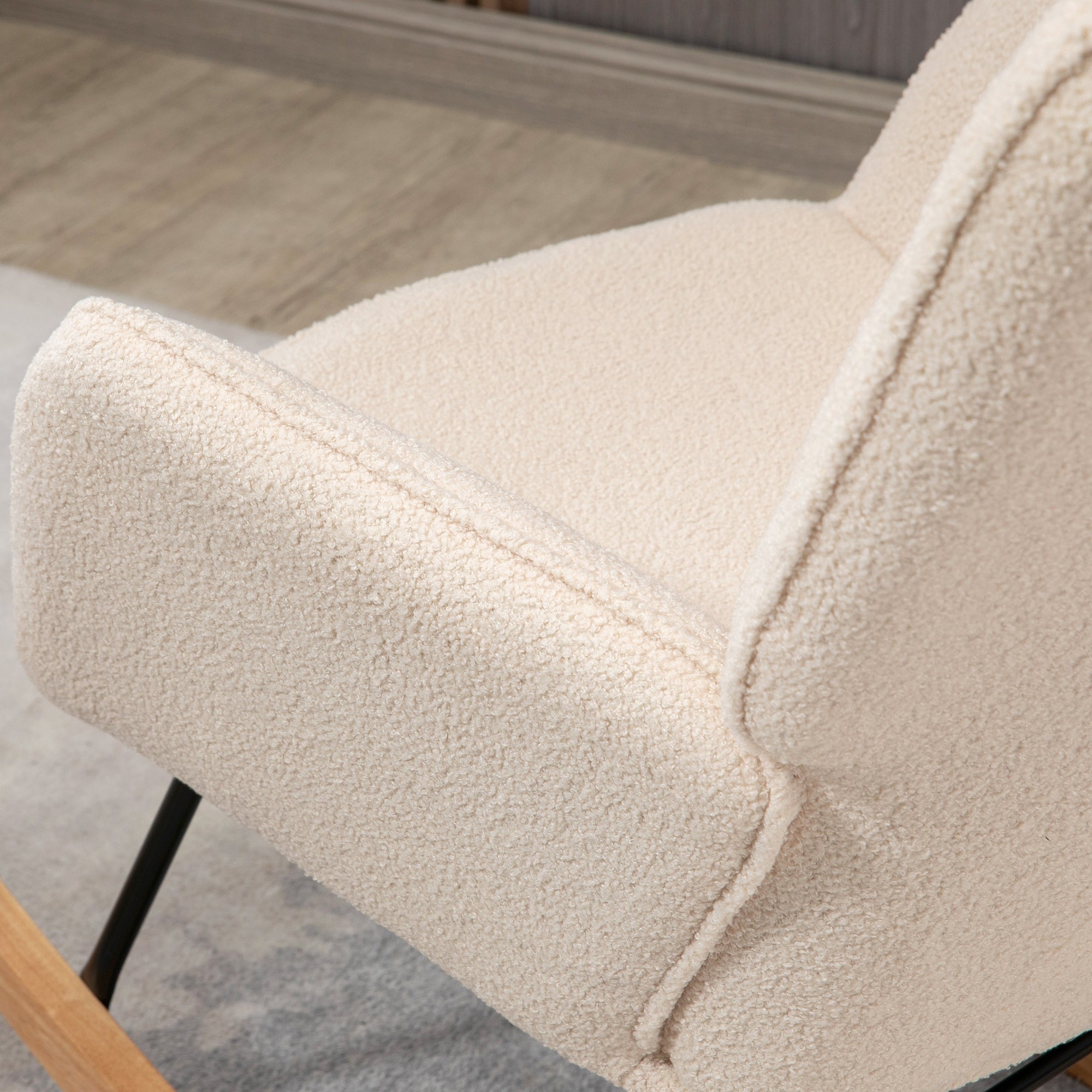 Rocking chair accent relaxation chair with berber fleece beige