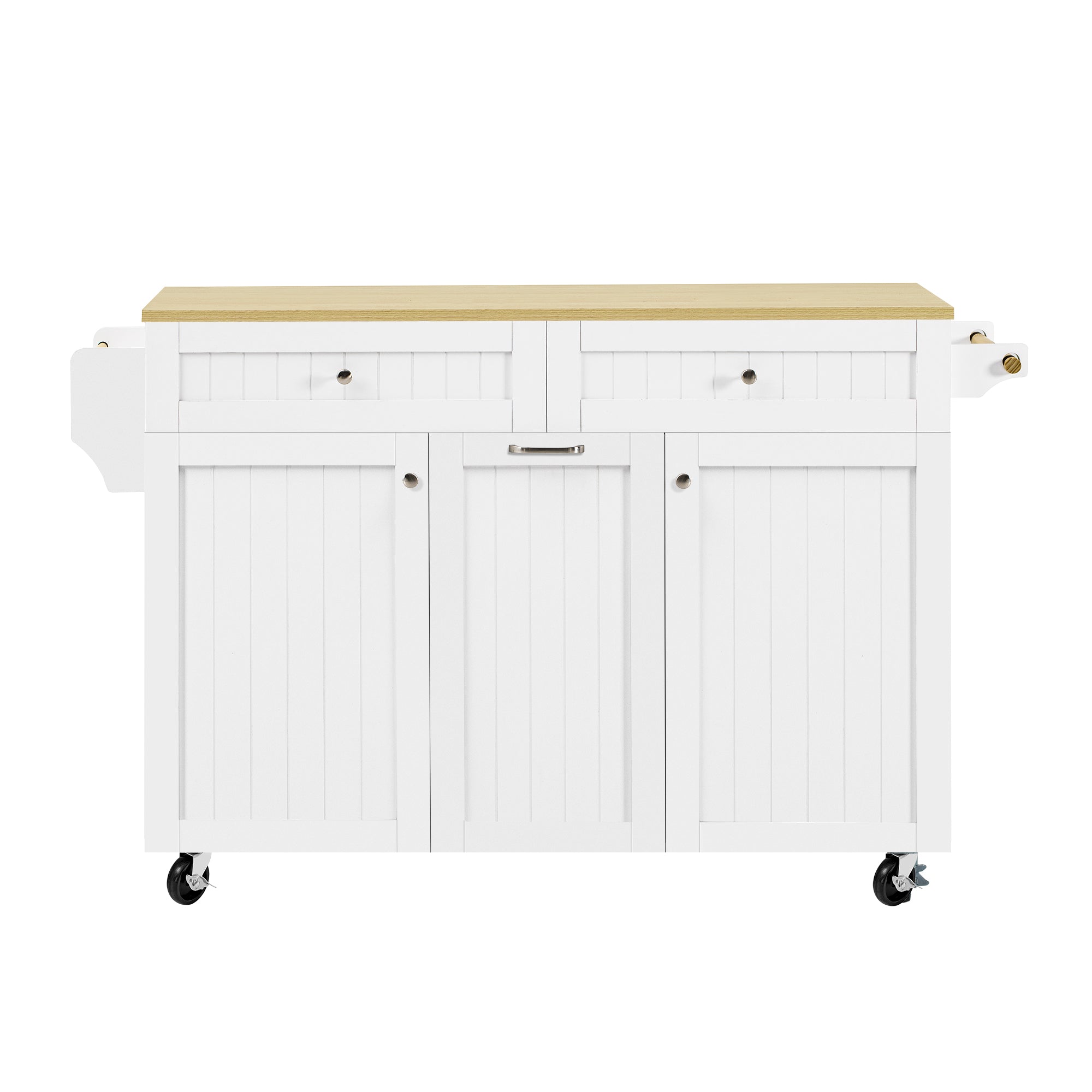 Kitchen Island Mobile Extendable Dining Area Drawers - White